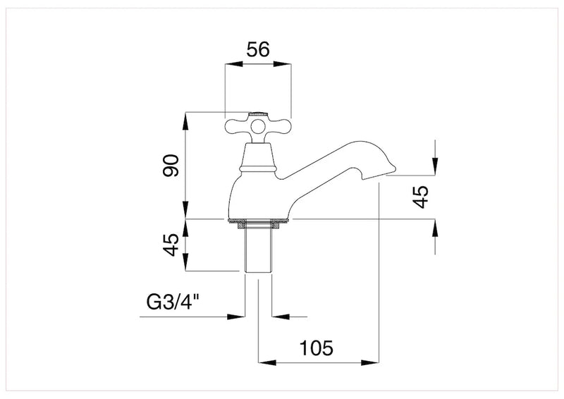 Technical Drawing for Bugnatese, Klasszikus, Hideg vizes mosdó csaptelep – Fürdő – 064