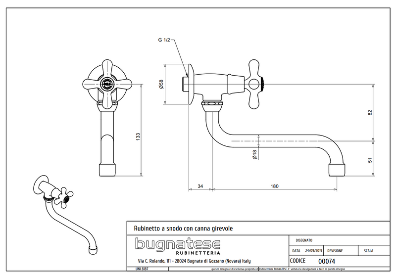 Technical Drawing for Bugnatese, Fali mosdócsaptelep – Fürdő – 074