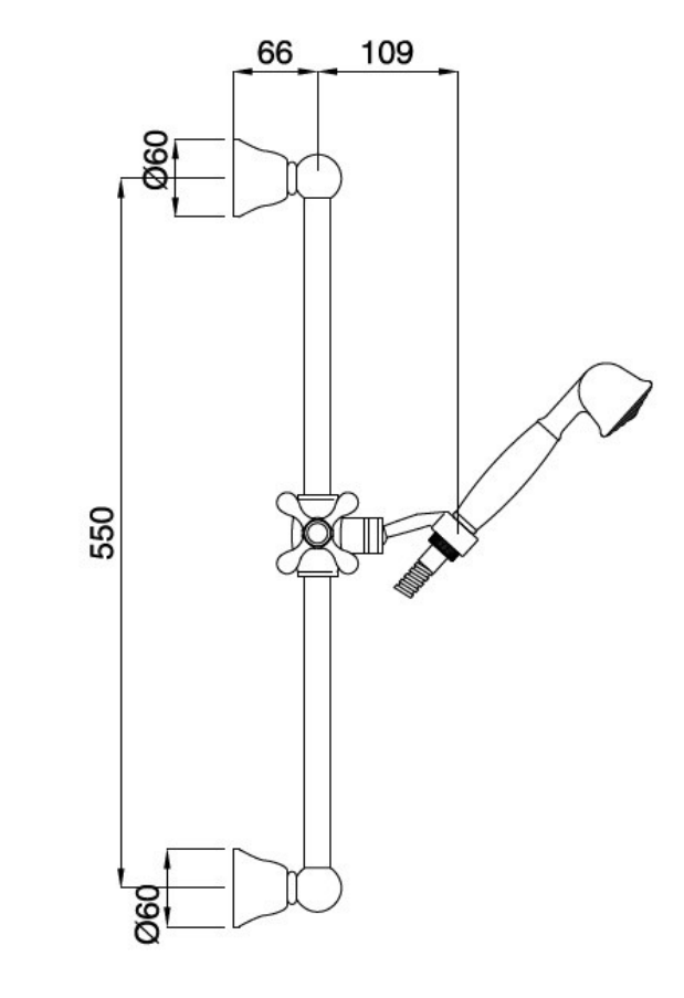 Technical Drawing for Bugnatese, Denver, Klasszikus zuhanyrúd szettel – Fürdő – 19256