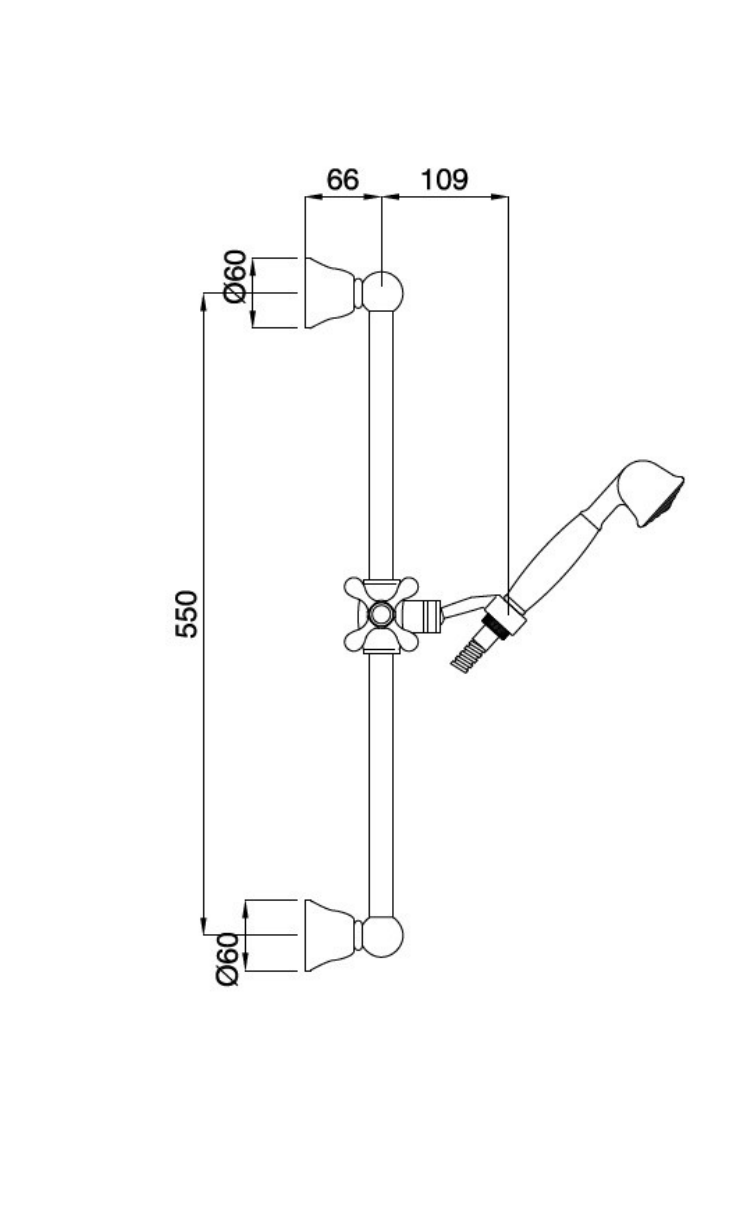 Technical Drawing for Bugnatese, Denver, Klasszikus zuhanyrúd szettel – Fürdő – 19256