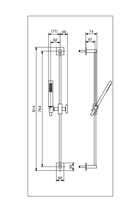 Technical Drawing for Bugnatese, Szögletes zuhanyrúd szettel - Fürdő - 19261
