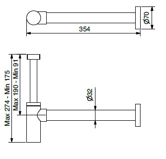 Technical Drawing for Bugnatese, Kirvy Steel , mosdó és bidet szifon - Fürdő – 19269