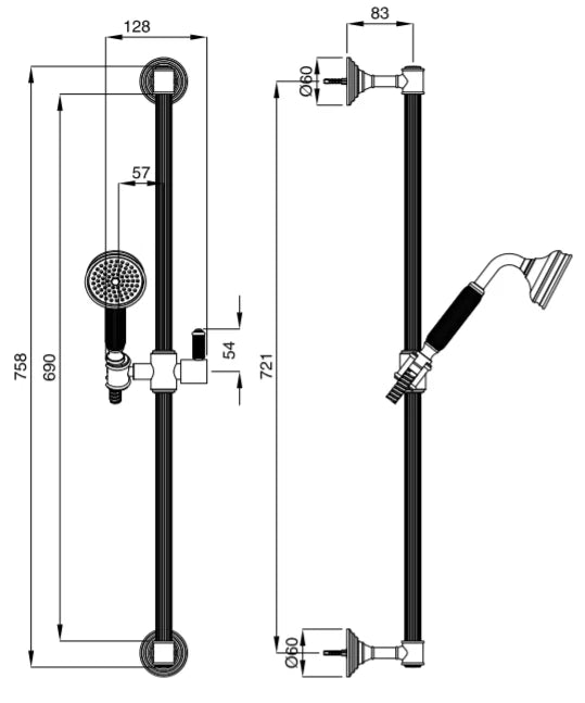 Technical Drawing for Bugnatese, Olympia, Zuhanyrúd szettel  – Fürdő – 19361
