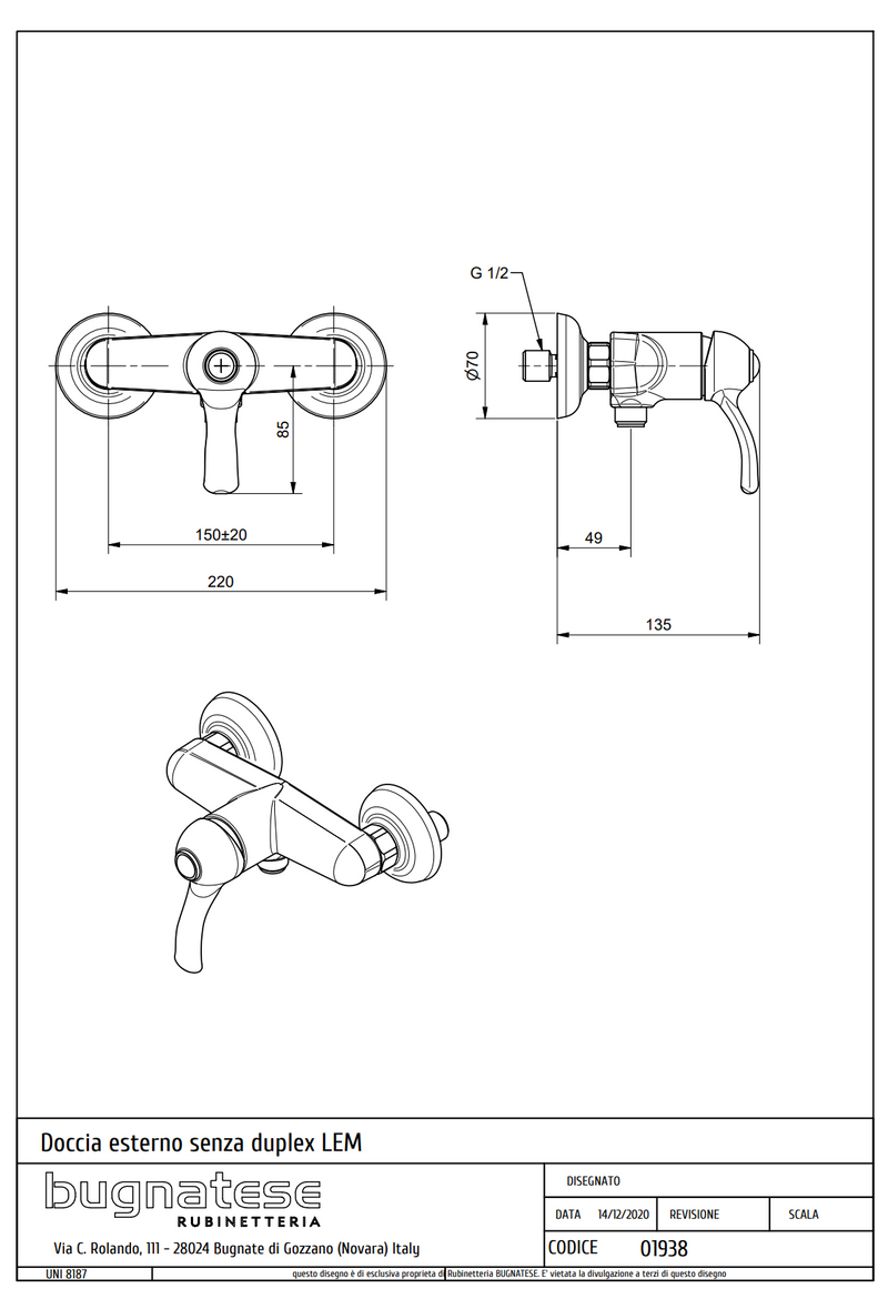 Technical Drawing for Bugnatese, Lem, Zuhanycsaptelep test – Fürdő – 1938