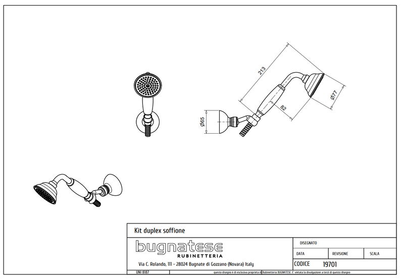 Technical Drawing for Bugnatese,Klasszikus,Zuhanyszett- Fürdő – 19701