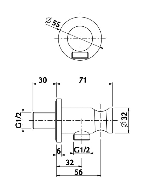 Technical Drawing for Bugnatese, Kirvy Steel ,Zuhanyszett gégecsőcsatlakozóval - Fürdő – 19705