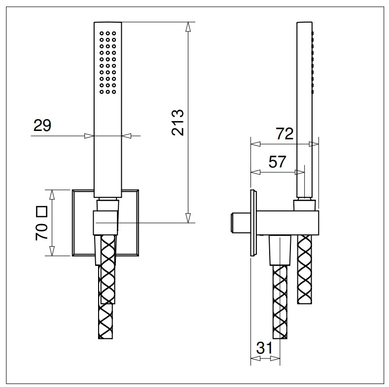 Technical Drawing for Bugnatese, Atelier , Zuhanyszett szögletes ATELIER csaptelepekhez – Fürdő – 19721