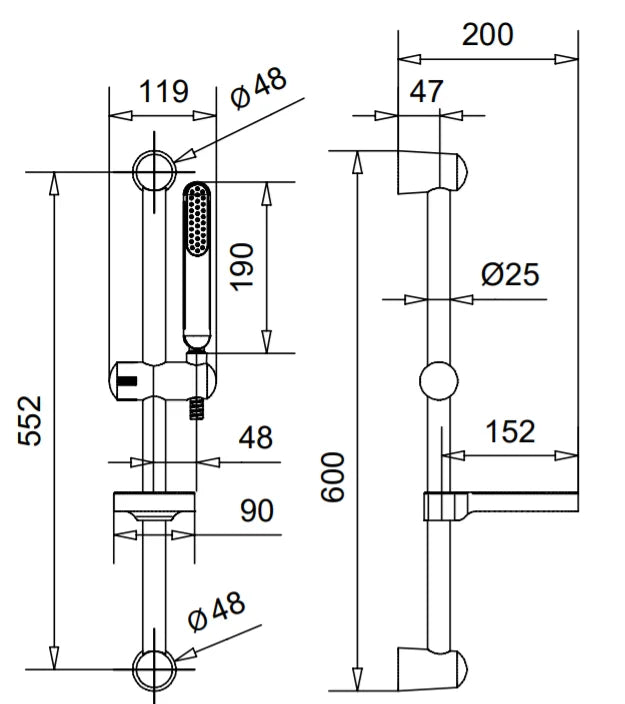 Technical Drawing for Bugnatese, Century, Zuhanyrúd szettel – Fürdő – 19767