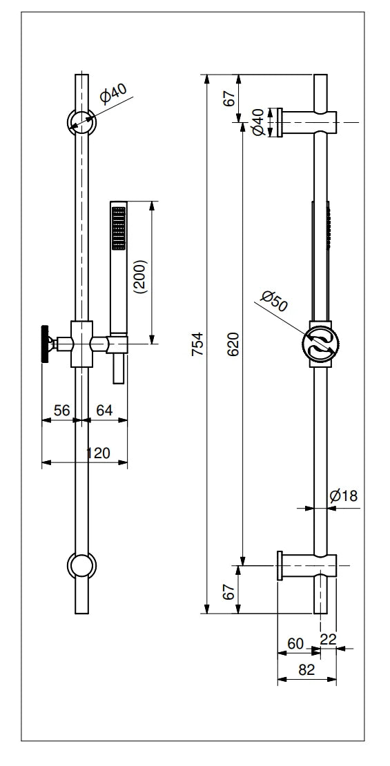 Technical Drawing for Bugnatese, Modern, Zuhanyrúd szettel – Fürdő – 19770