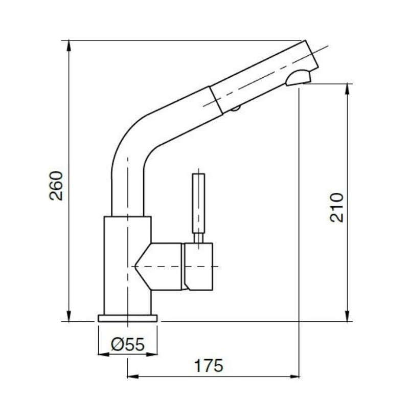 Technical Drawing for Bugnatese, Kobuk , Kihúzható zuhanyfejes mosogatócsaptelep  – Konyha – 2283