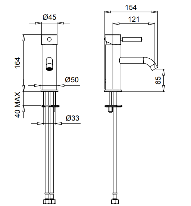 Technical Drawing for Bugnatese, Mosdó csaptelep klikk-klakk leeresztővel - Fürdő 2313SC