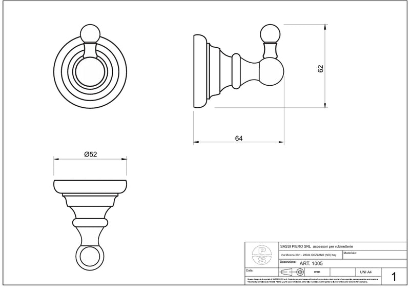 Technical Drawing for Bugnatese, Old' 800, Fali fogas – Fürdő – 24815