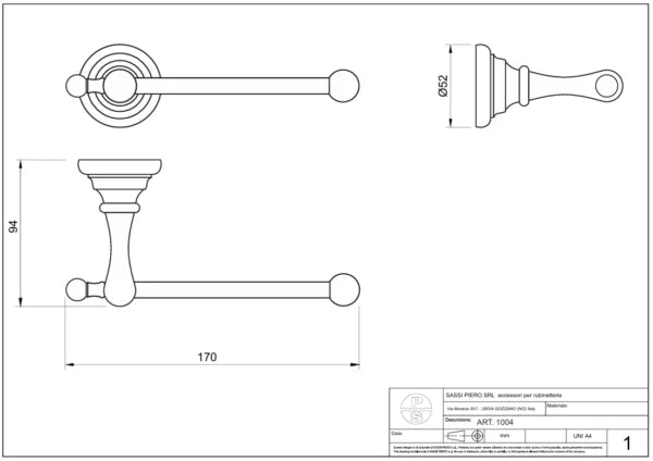 Technical Drawing for Bugnatese, Old' 800, Toilet papírtartó – Fürdő – 24823