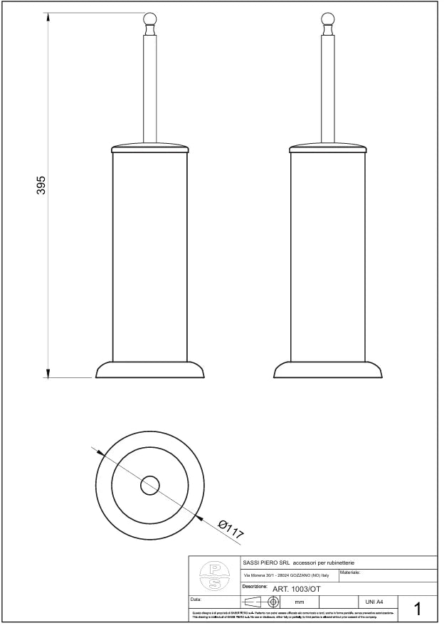 Technical Drawing for Bugnatese, Old' 800, Álló wc-kefetartó – Fürdő – 24826