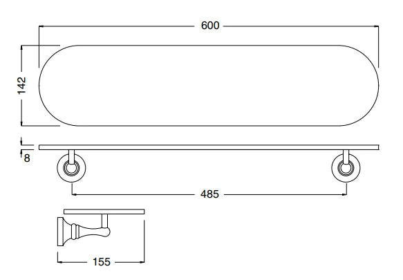 Technical Drawing for Bugnatese, Old' 800, Üvegpolc– Fürdő – 24830