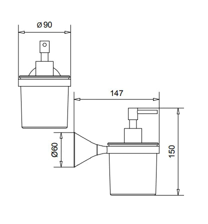 Technical Drawing for Bugnatese, Orion , Fali folyékony szappanadagoló – Fürdő – 33804