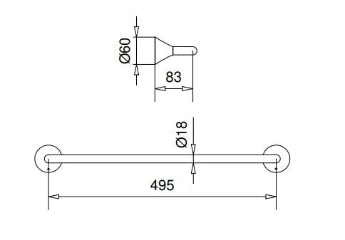 Technical Drawing for Bugnatese, Orion , Törölközőtartó rúd mosdóhoz – Fürdő – 33811