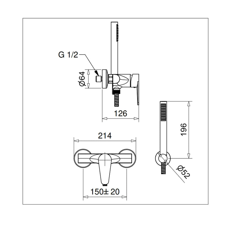 Technical Drawing for Bugnatese, Century, Zuhanycsaptelep szettel – Fürdő – 3635