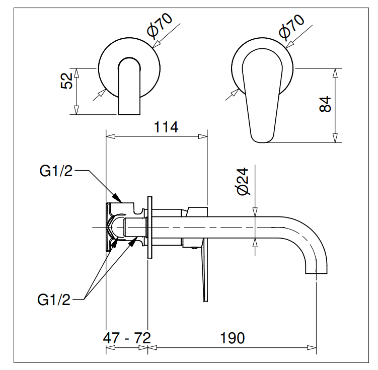 Technical Drawing for Bugnatese, Fal alatti mosdócsaptelep beépítő egységgel – Fürdő – 3645SCCR