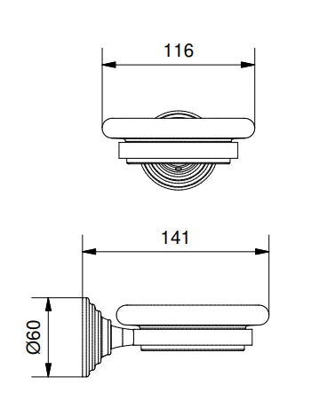 Technical Drawing for Bugnatese, Olympia ,KLASSZIKUS Fali szappantartó fehér kerámiával - Fürdő - 36800