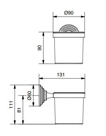Technical Drawing for Bugnatese, Olympia ,KLASSZIKUS Fali pohártartó fehér kerámiával - Fürdő - 36802