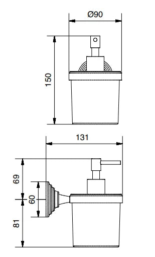 Technical Drawing for Bugnatese, Olympia ,Klasszikus Fali folyékony szappanadagoló fehér kerámiával - Fürdő - 36804