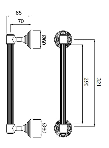 Technical Drawing for Bugnatese, Olympia ,Klasszikus Törölközőtartó rúd (30 cm) - Fürdő - 36810