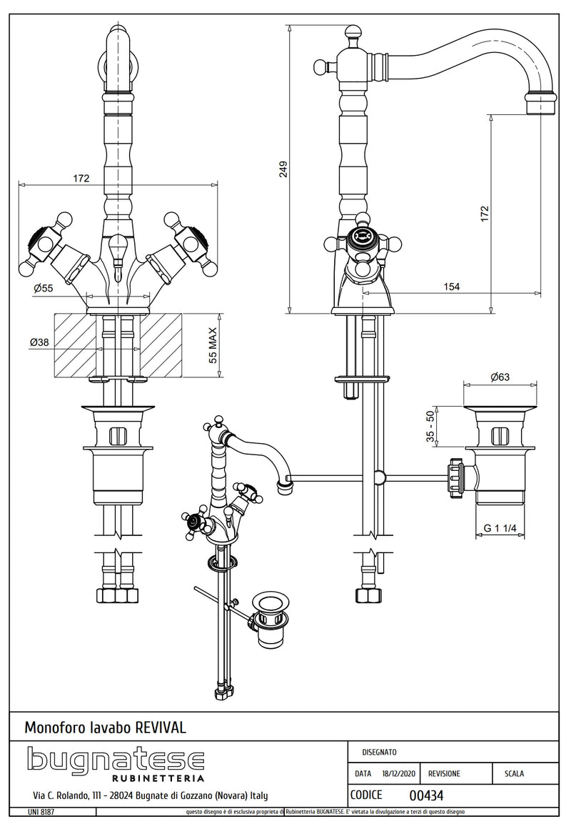 Technical Drawing for Bugnatese, Revival, Mosdócsaptelep leeresztővel – Fürdő – 434