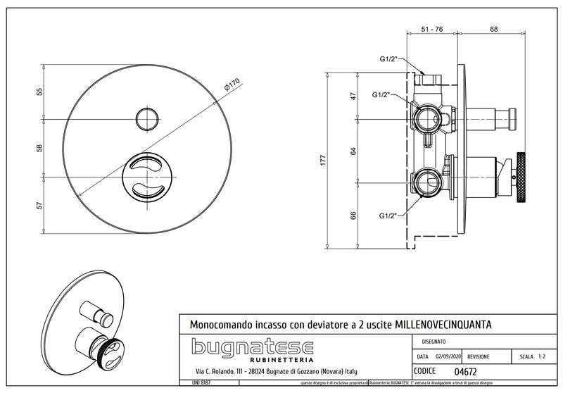 Technical Drawing for Bugnatese, Modern, Fal alatti zuhanycsaptelep – Fürdő – 4672
