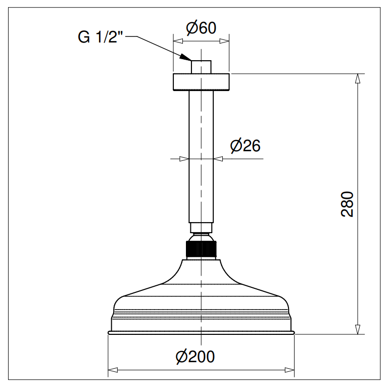 Technical Drawing for Bugnatese, Arcadia, Lady, Mennyezeti zuhanykar fejzuhannyal – Fürdő – 49116