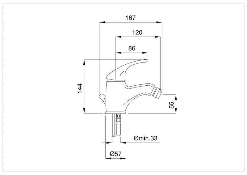 Technical Drawing for Bugnatese, Xara, Bidé csaptelep leeresztővel – Fürdő – 6523