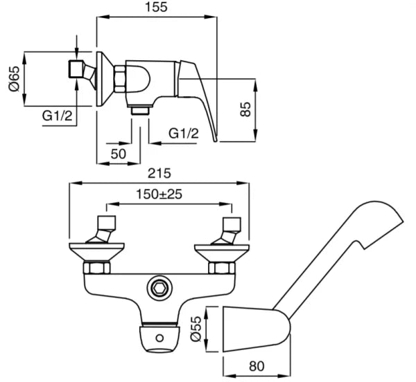Technical Drawing for Bugnatese, Xara, Zuhanycsaptelep szettel – Fürdő – 6535
