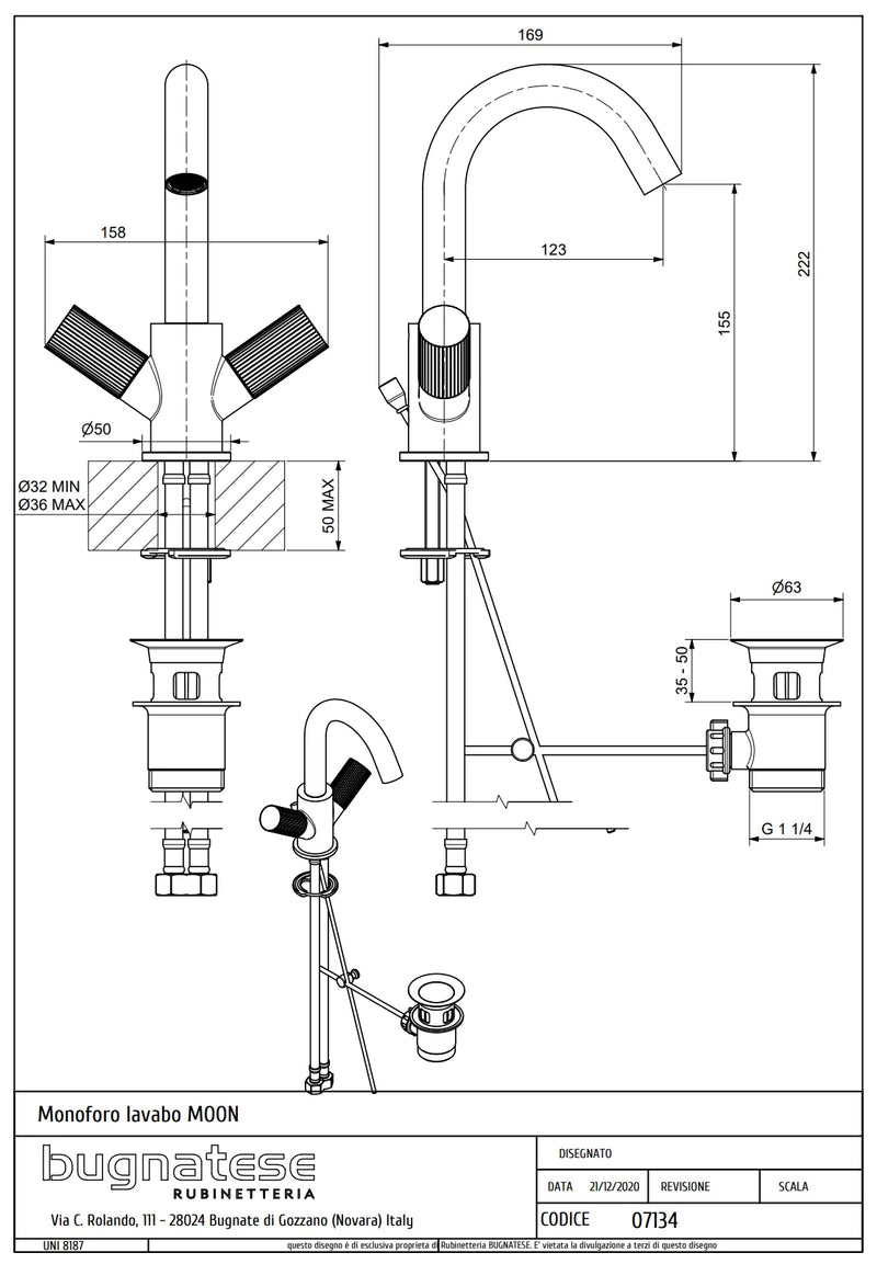 Technical Drawing for Bugnatese,Moon , Mosdócsaptelep leeresztővel – Fürdő – 7134