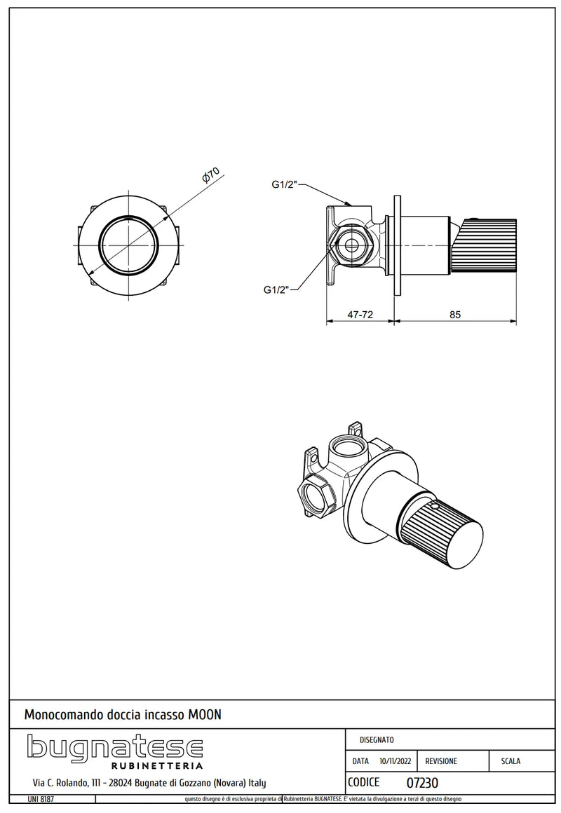 Technical Drawing for Bugnatese,Moon , Fal alatti zuhanycsaptelep – Fürdő – 7230