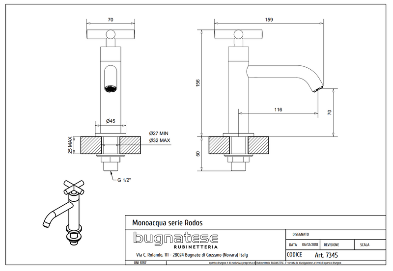 Technical Drawing for Bugnatese, Modern, Mosdó csaptelep – Fürdő – 7345