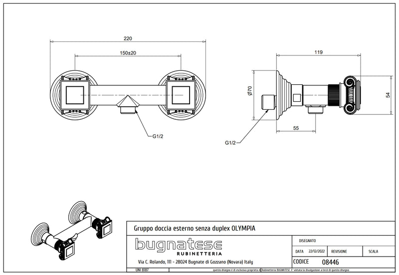 Technical Drawing for Bugnatese, Olympia, Zuhanycsaptelep test – Fürdő – 8446