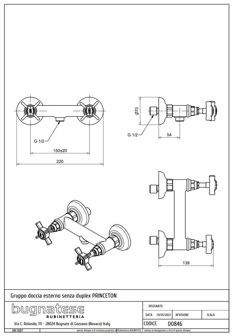 Technical Drawing for Bugnatese, Princeton,Zuhanycsaptelep test – Fürdő – 846