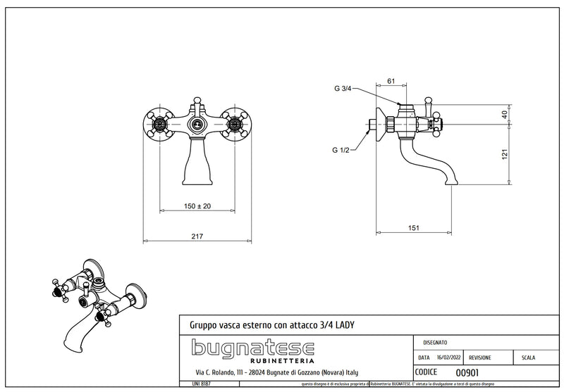 Technical Drawing for Bugnatese, Fali kádcsaptelep – Fürdő – 901