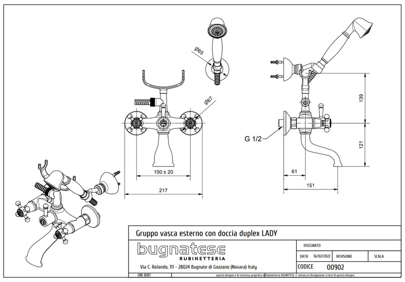 Technical Drawing for Bugnatese, Fali kádcsaptelep – Fürdő – 902