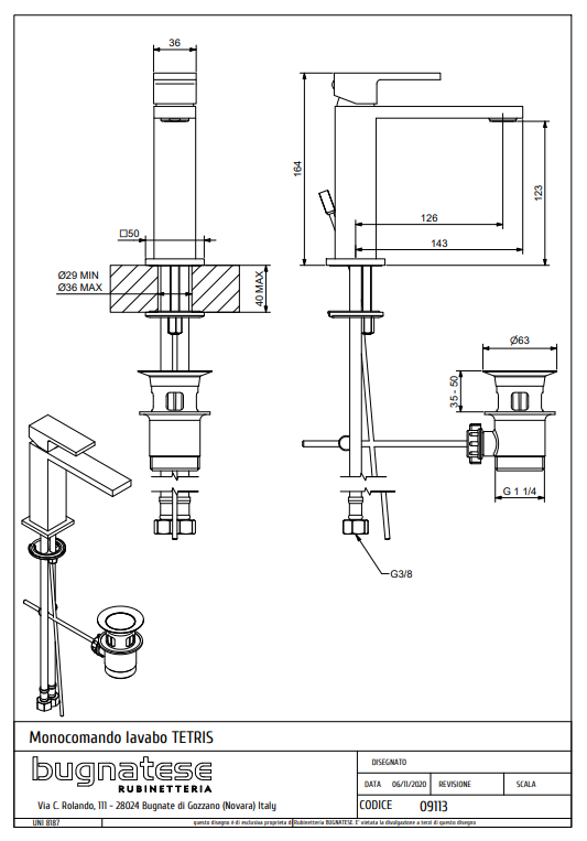 Technical Drawing for Bugnatese, Mosdó csaptelep - Fürdő - 9113
