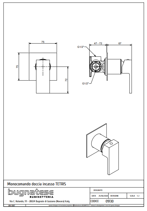 Technical Drawing for Bugnatese, Fal alatti zuhanycsaptelep - Fürdő - 9130