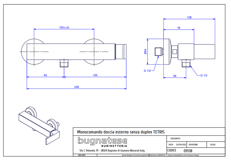 Technical Drawing for Bugnatese, TETRIS Zuhanycsaptelep test - Fürdő - 9138