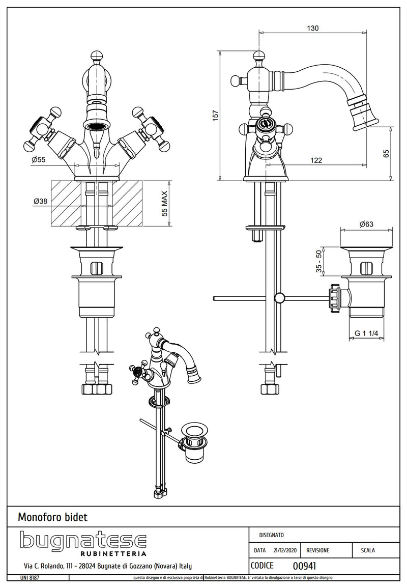 Technical Drawing for Bugnatese, Lady,  Bidet csaptelep leeresztővel – Fürdő – 941