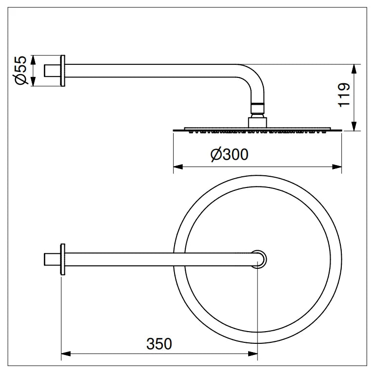 Technical Drawing for Bugnatese, Kirvy Steel ,Szálcsiszolt acél esőztetőfej 20 cm átmérővel zuhanykarral - Fürdő – 958401AC