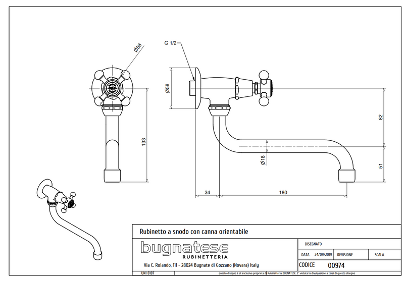 Technical Drawing for Bugnatese, Lady,  Fali mosdócsaptelep – Fürdő – 974