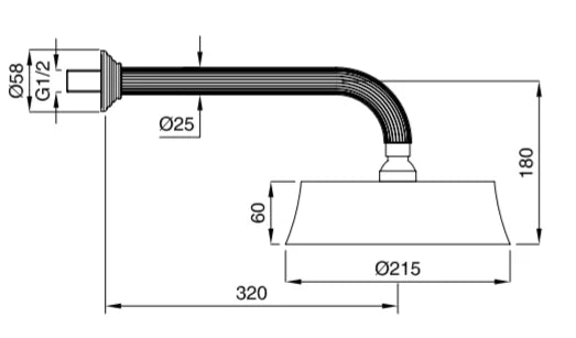 Technical Drawing for Bugnatese, Olympia, Esőztetőfej zuhanykarral – Fürdő – 99302