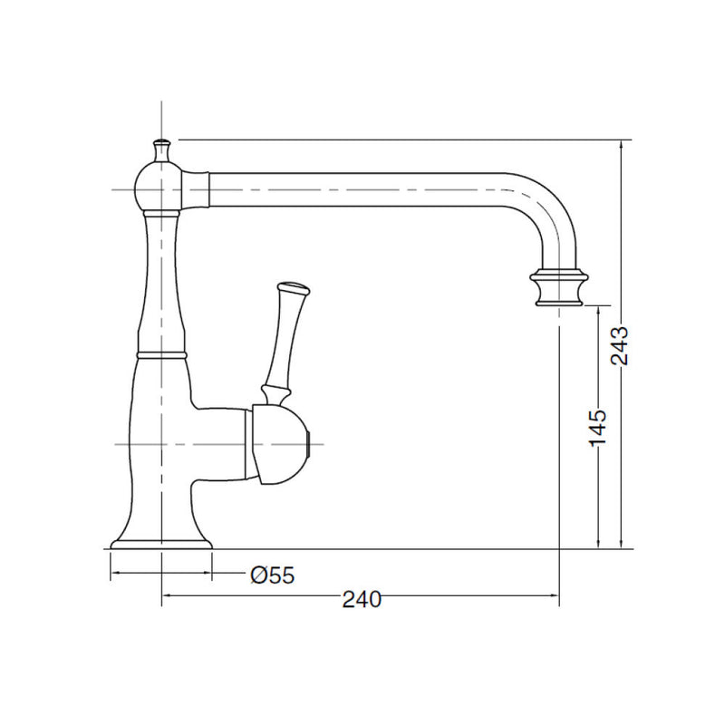 Technical Drawing for Bugnatese, Klasszikus, Álló konyhai csaptelep leeresztővel – Konyha – 6482