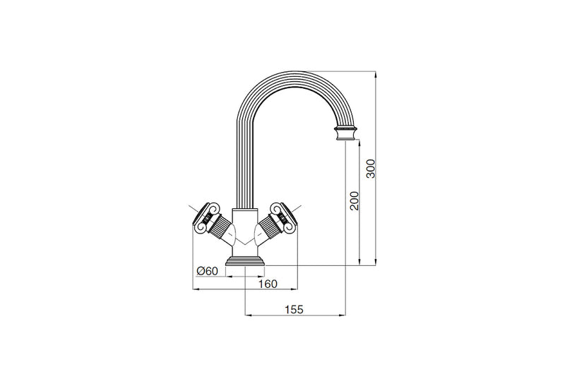 Technical Drawing for Bugnatese, Klasszikus, Álló konyhai csaptelep leeresztővel – Konyha – 8451