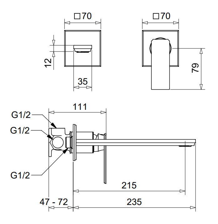 Technical Drawing for Bugnatese, Modern, Fal alatti mosdócsaptelep beépítő egységgel – Fürdő – 9446SC
