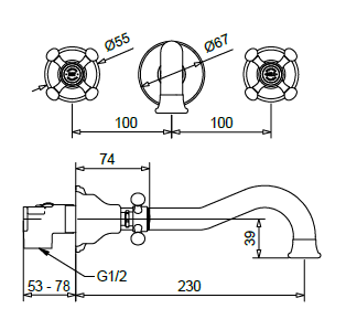 Technical Drawing for Bugnatese, Fal alatti mosdócsaptelep beépítő egységgel – Fürdő – 969SC